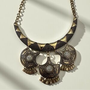Vintage ‘90s Boho Hippie Festival Brass Statement Necklace